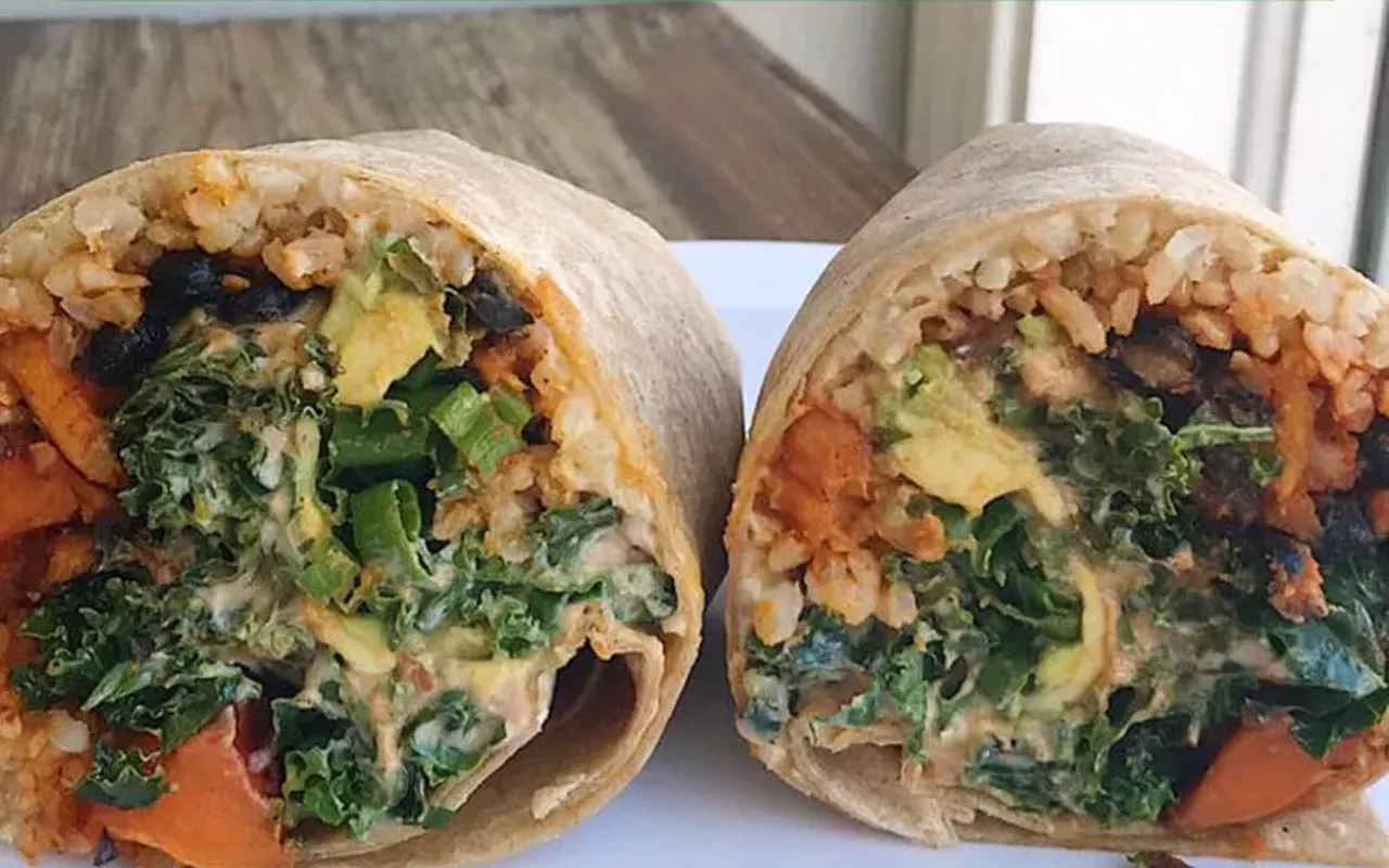 the chipotle black bean burrito at lulu's local eatery