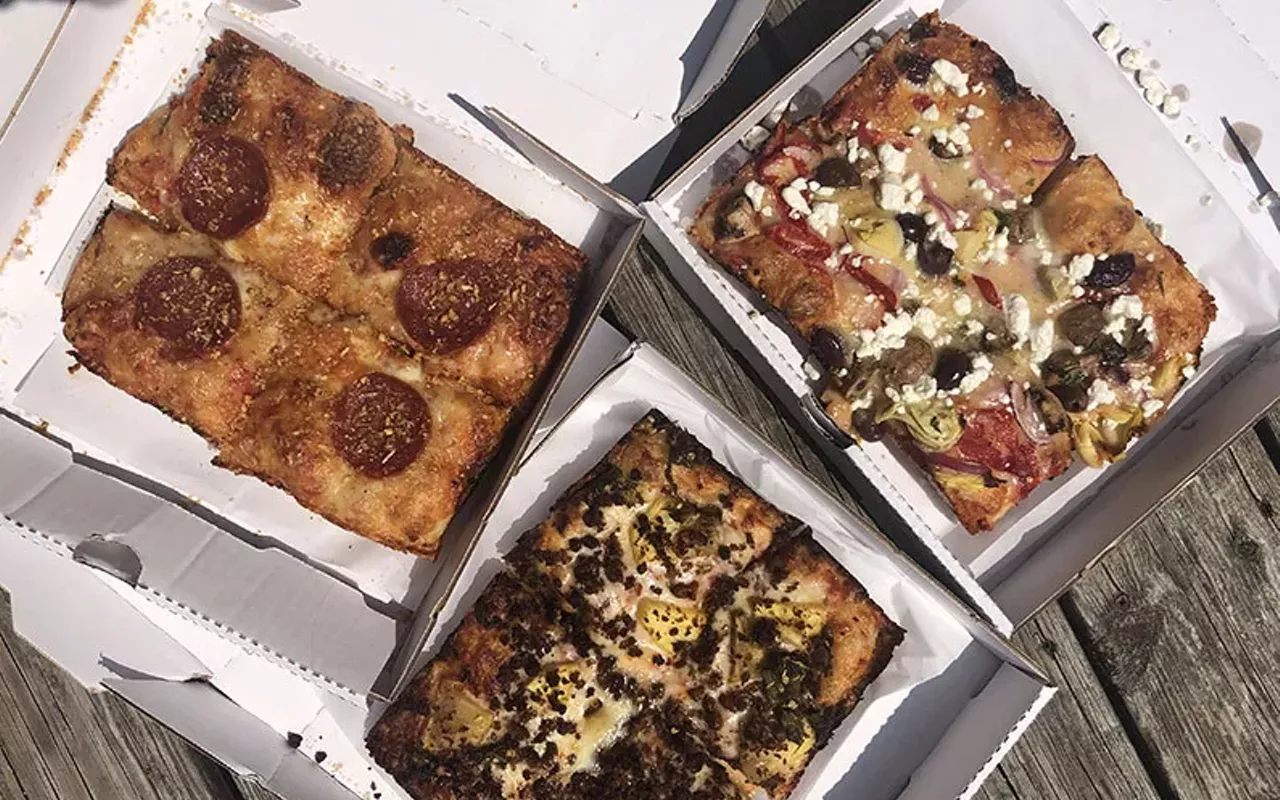 clockwise from top left, model p, love bug and el dorado pizzas