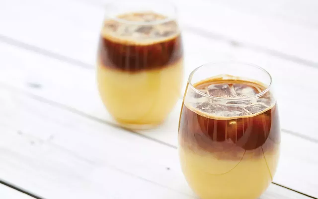 the sunrise at blueprint coffee features espresso and orange juice.